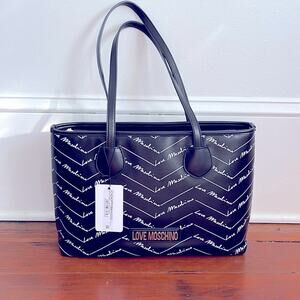 NWT Love Moschino vegan leather medium logo shoulder tote bag
